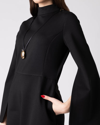 Elmyra Black Sculpted Midi Dress