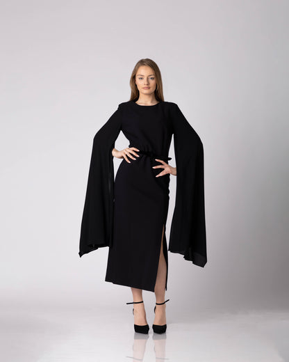 Zoryn Cape-Sleeve Midi Dress