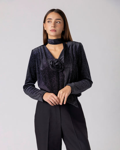 Midnight Tie Blouse