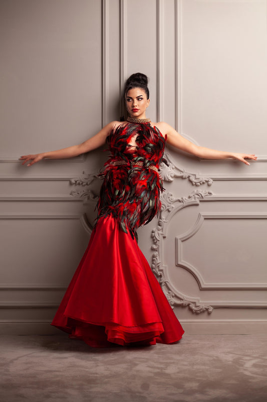 Crimson Plume Elegance