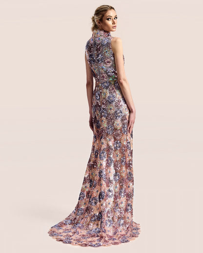 Blossoming Sequin Gown