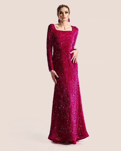 Fuchsia Sequin Elegance Gown