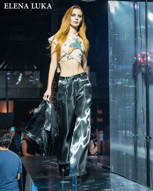 Metallic Cropped Jacket & Pants