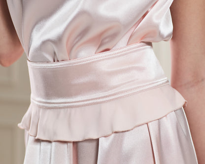 "Allegra" – Asymmetrical Satin Midi Dress