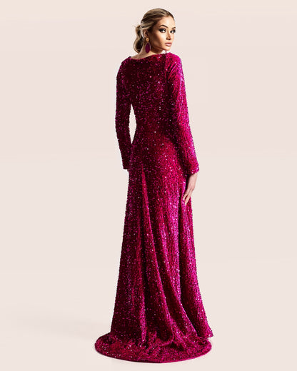 Fuchsia Sequin Elegance Gown