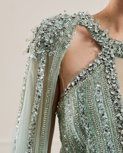 Celestia Gown in Mint Crystal