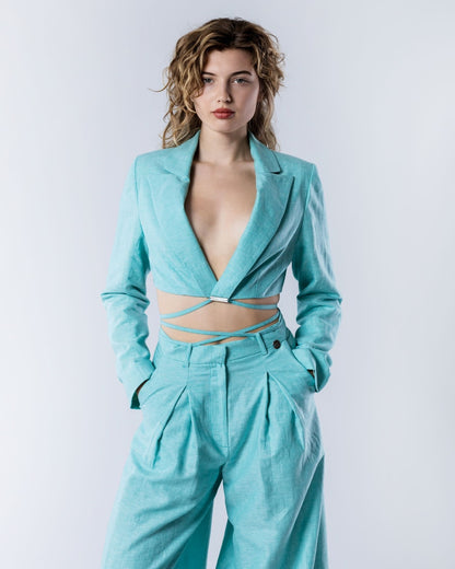 SOLARA Linen Suit Set Teal