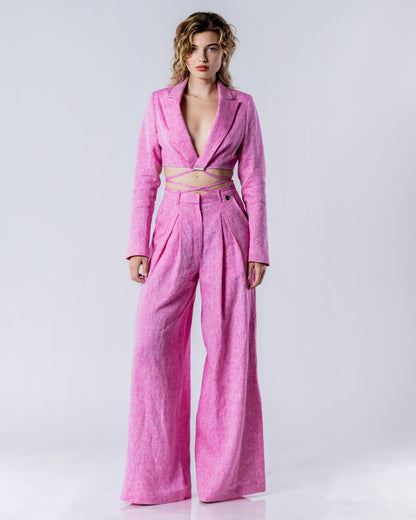 SOLARA Linen Suit Set Pink