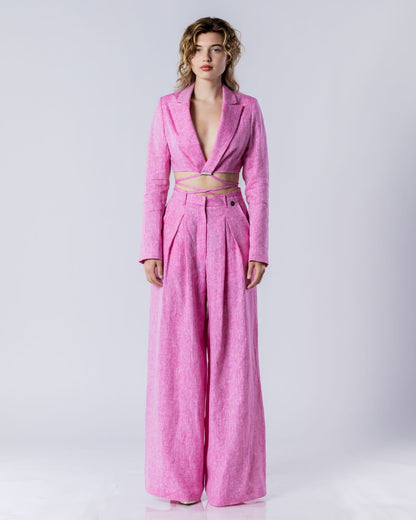 SOLARA Linen Suit Set Pink