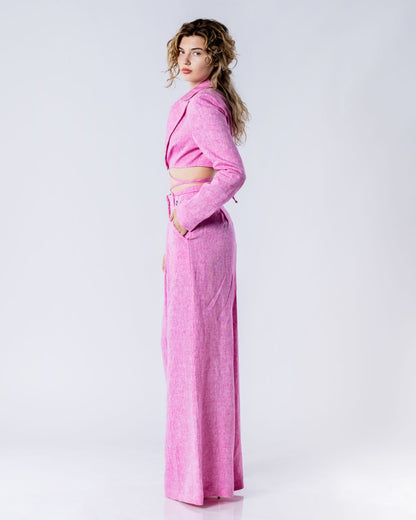 SOLARA Linen Suit Set Pink