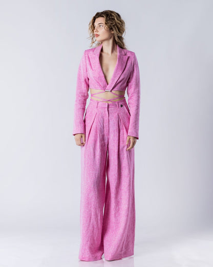 SOLARA Linen Suit Set Pink