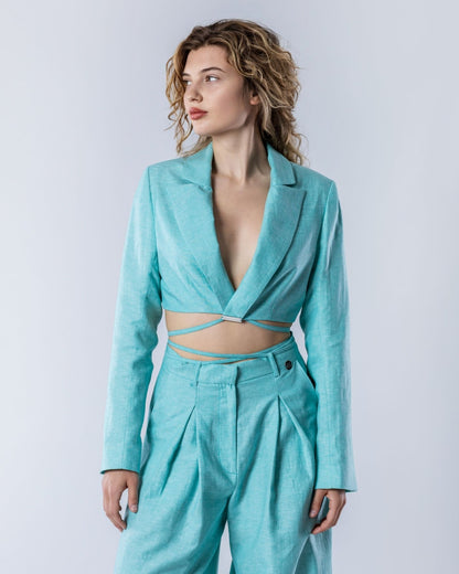 SOLARA Linen Suit Set Teal
