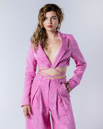 SOLARA Linen Suit Set Pink