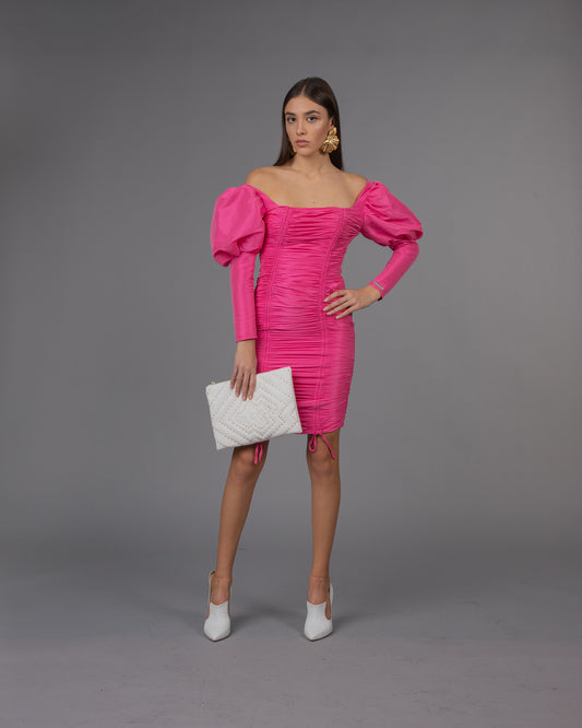 Fuchsia Fantasy Ruched Dress