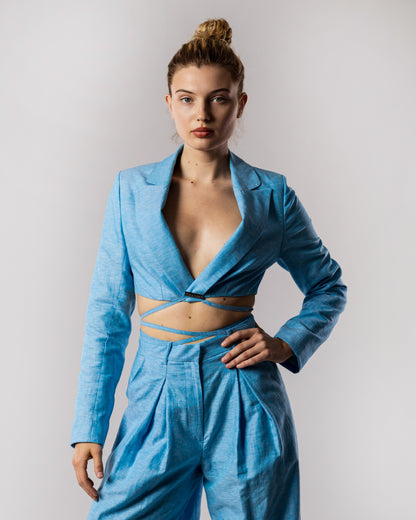 SOLARA Linen Suit Set Blue