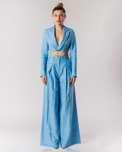 SOLARA Linen Suit Set Blue