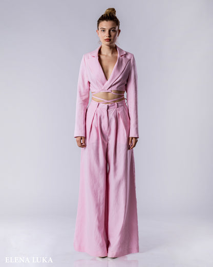 SOLARA Linen Suit Set Blush