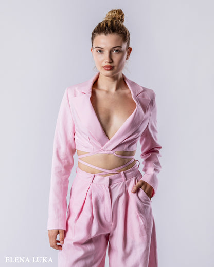 SOLARA Linen Suit Set Blush