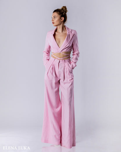 SOLARA Linen Suit Set Blush