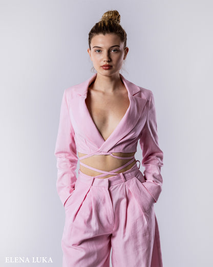 SOLARA Linen Suit Set Blush