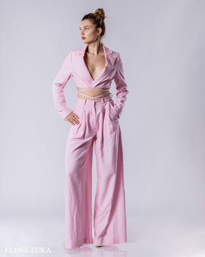 SOLARA Linen Suit Set Blush