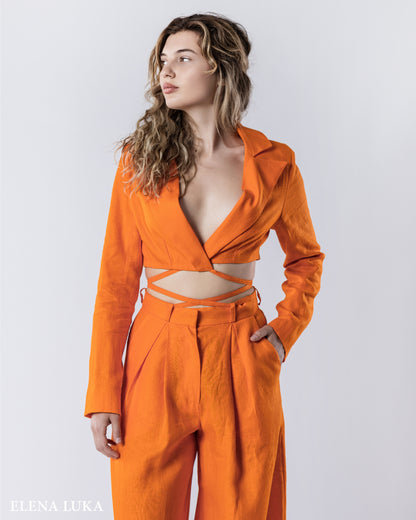 SOLARA Linen Suit Set Orange
