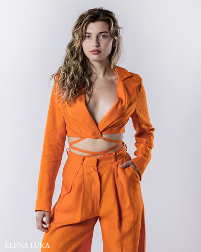 SOLARA Linen Suit Set Orange