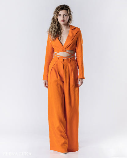SOLARA Linen Suit Set Orange