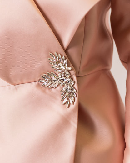 Opulent Collar Blazer & Satin Tailored Pants Set