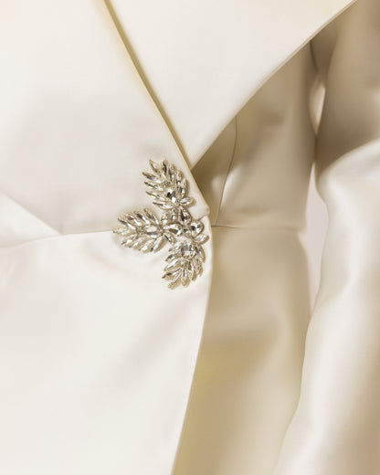 Opulent Collar Blazer & Satin Tailored Pants Set