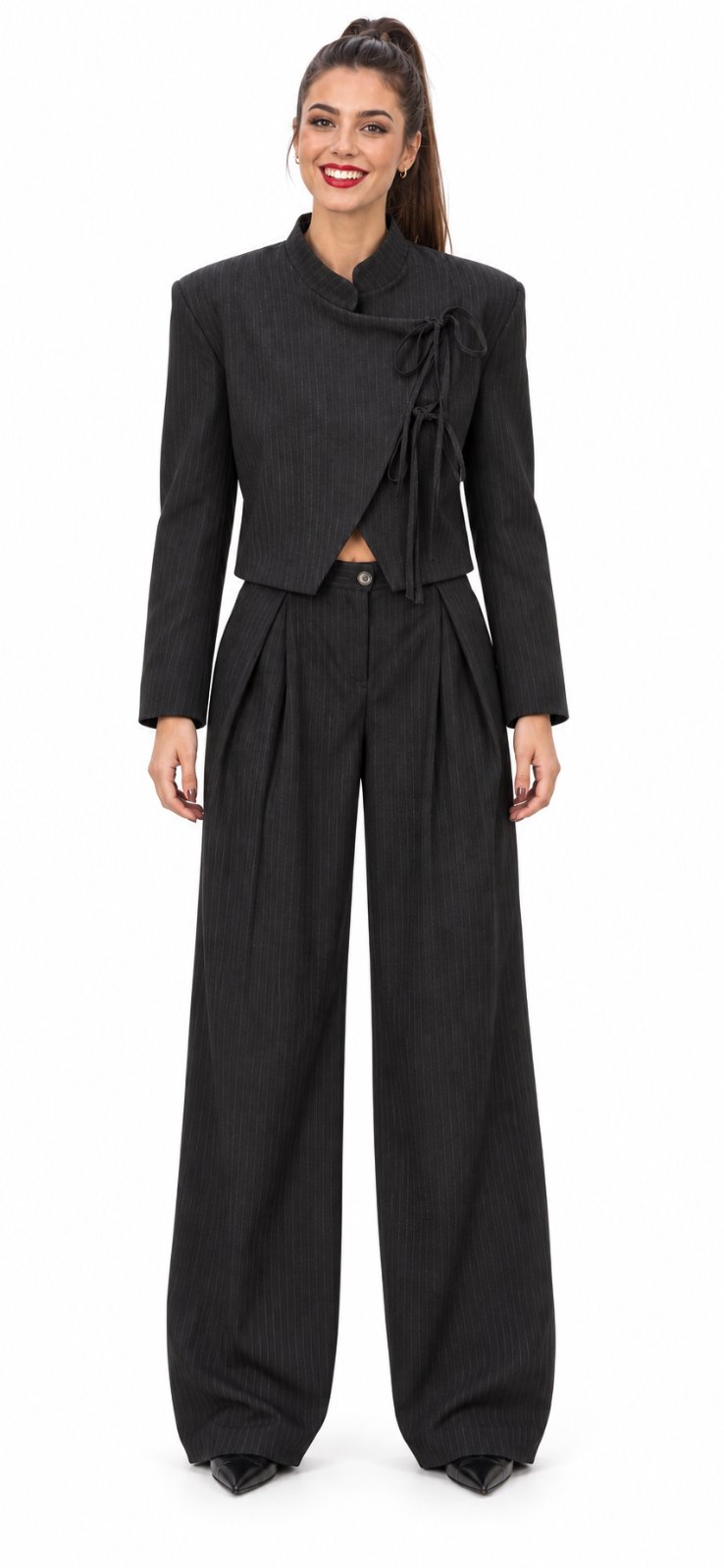 Elena Luka - asymmetrical pinstripe suit -  Александра
