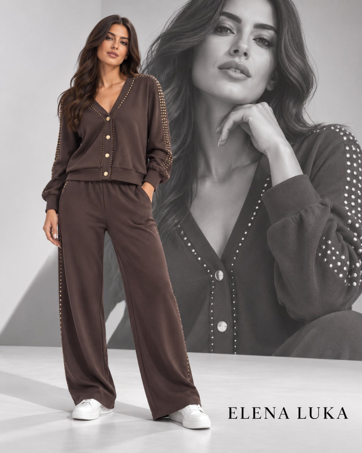 Elena Luka Brown Two-Piece Set