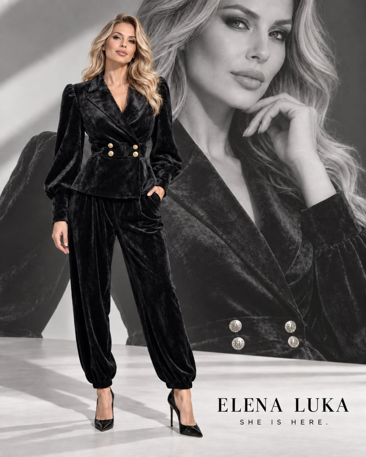 Elena Luka Black Velvet set