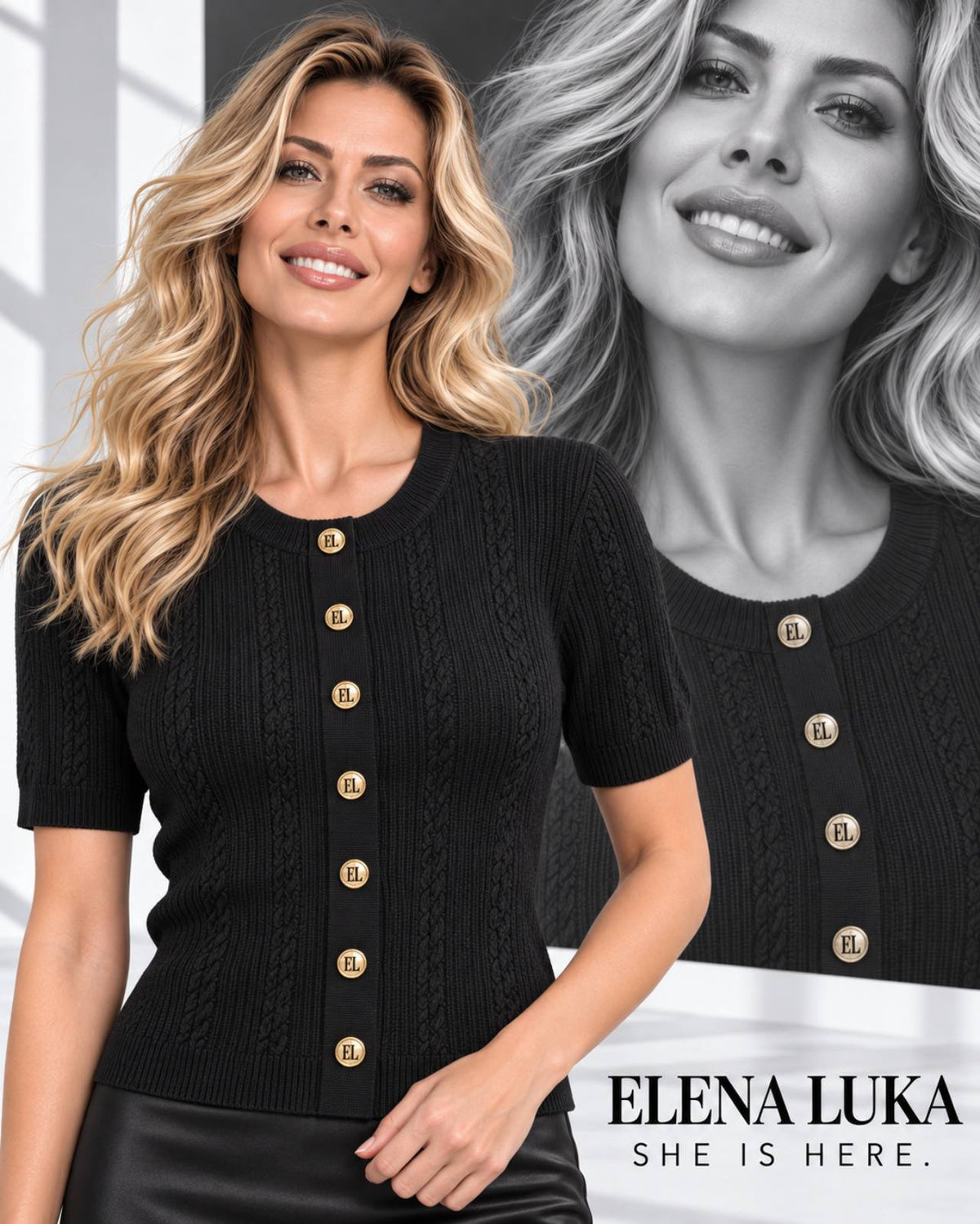 Classic Ribbed Knit Top in Black