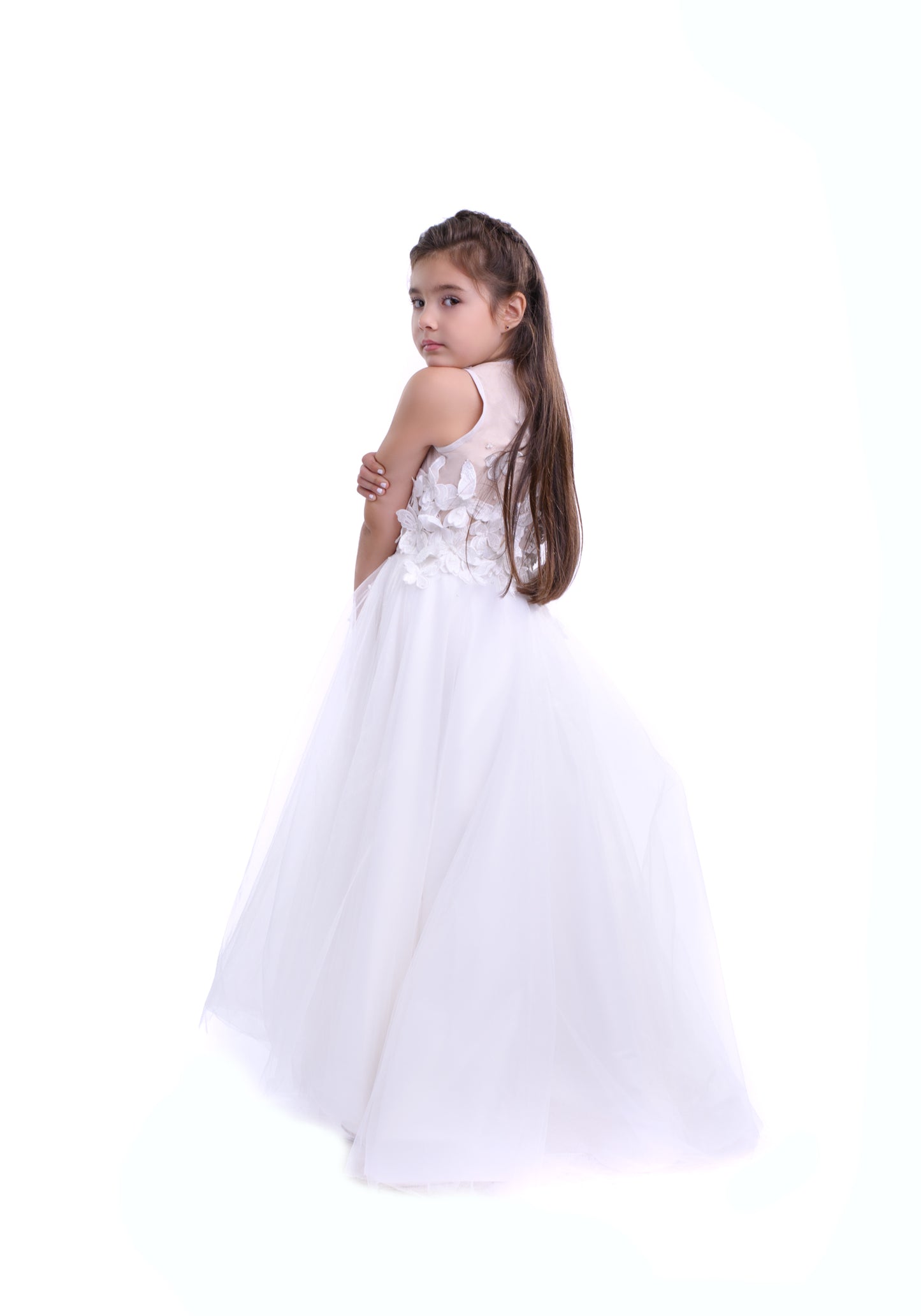 White dress with butterflies