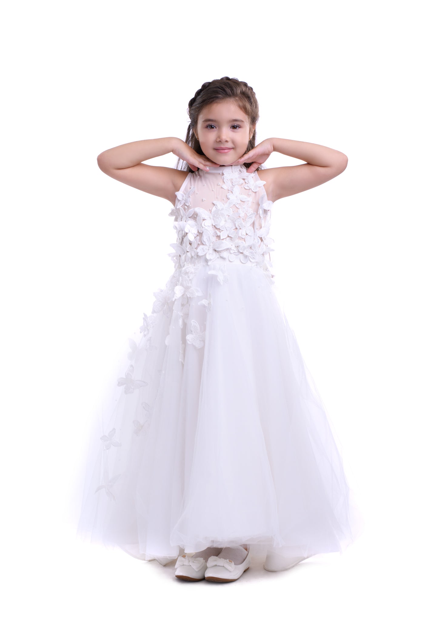 White dress with butterflies