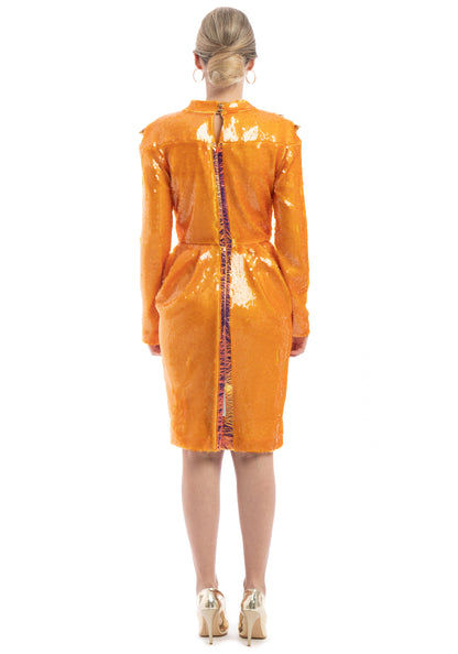 Ексклузивен коктел фустан со долги ракави Sequin