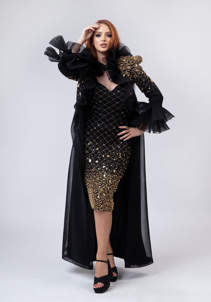 Црн и златен фустан