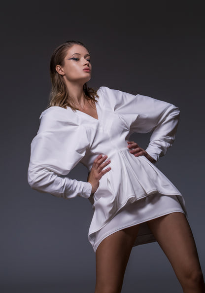 Фустан за забава со долги ракави лебед