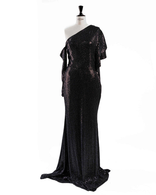 Long one shoulder sparkly dress