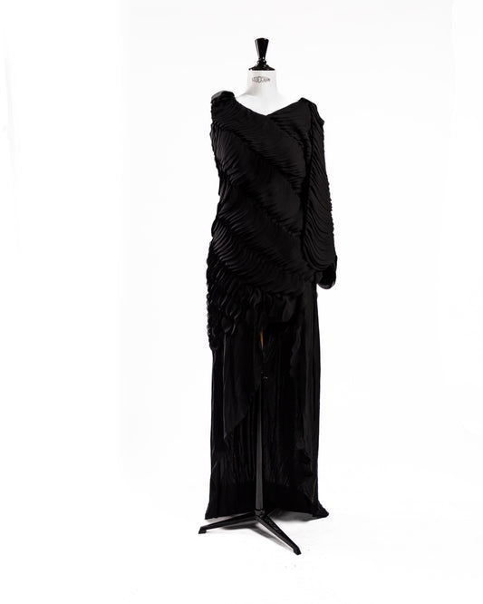 Black silk layered dress