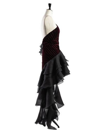 Асиметричен кадифеен фустан