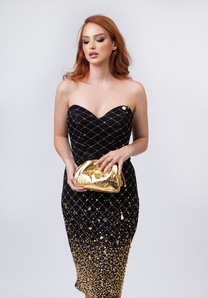 Црн и златен фустан