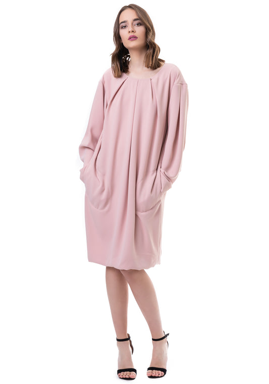 Long SLeeve Loose-Fitted Midi Dress
