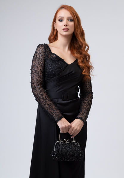 Црн луксузен фустан