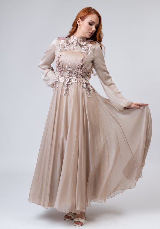 Beige romantic dress