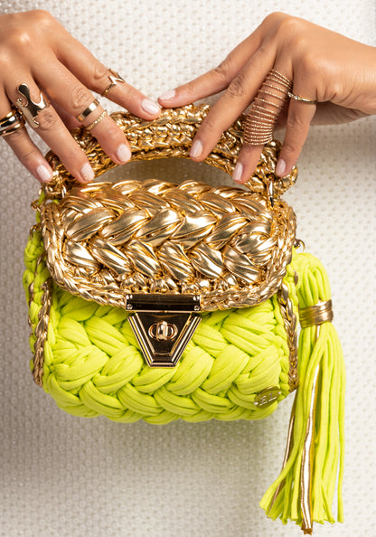 Yellow Woven Handbag