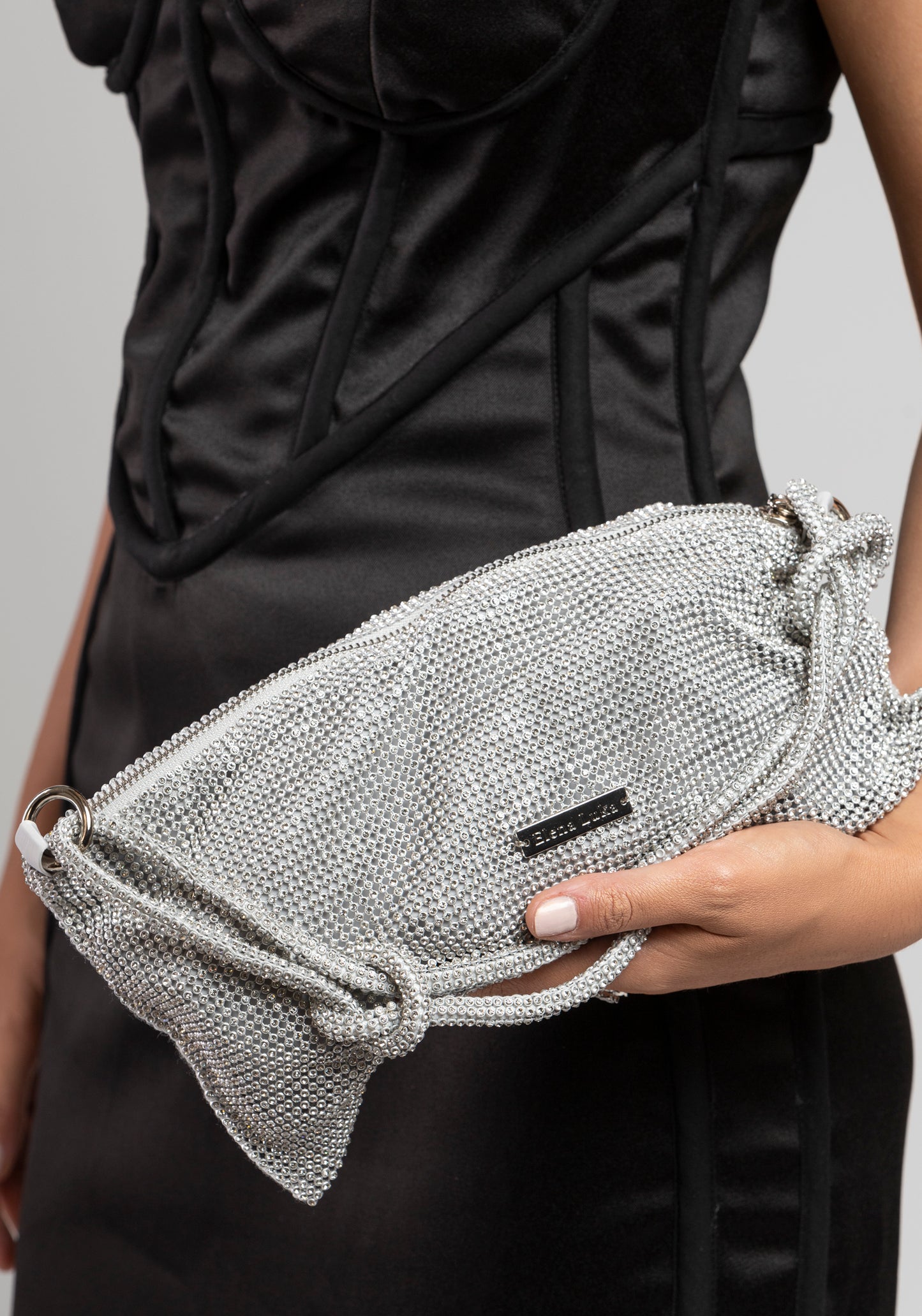 Silver gemstone decorated handbag
