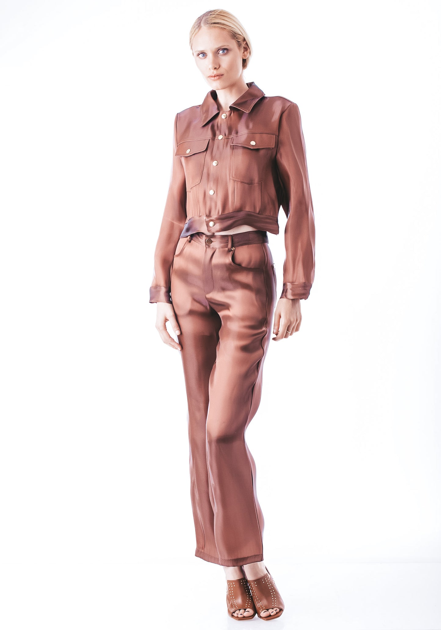Metallic Cropped Jacket & Pants