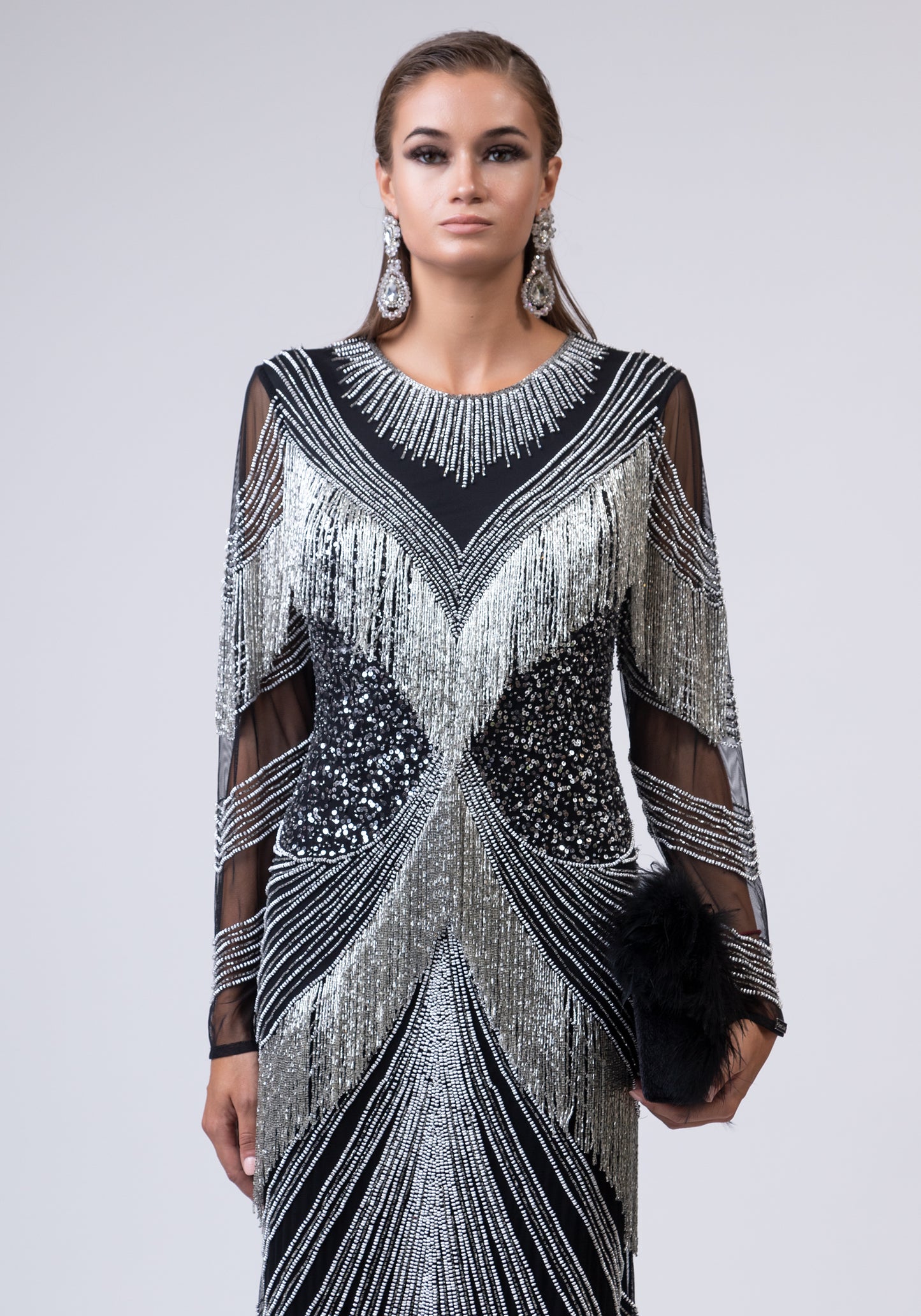 Black and silver long dress